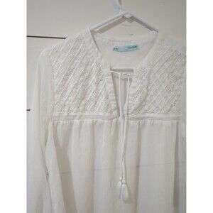Maurices S white sheer boho top beaded spring summer
